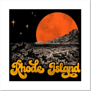 Vintage State of Rhode Island Mid Century Distressed Aesthetic Posters and Art
